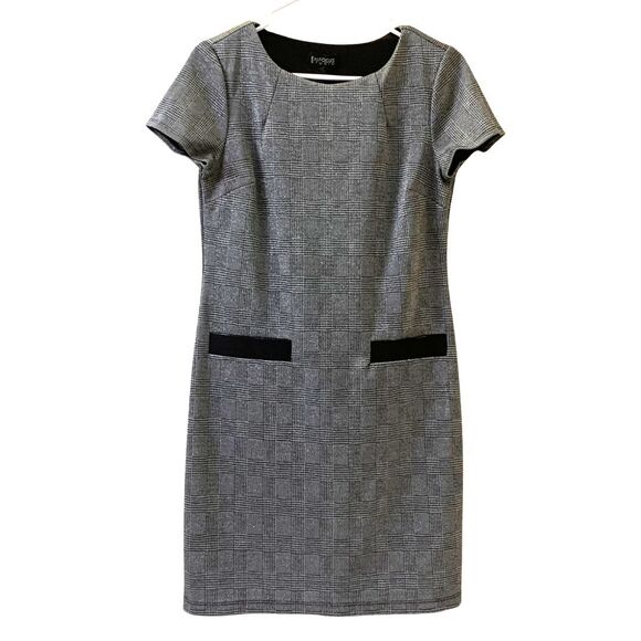 Enfocus Studio Sparkly Silver-Threaded Gingham Mini Dress Back and Grey Size 8 - Picture 12 of 12